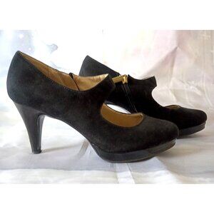 Bandolino Alma Black Mary Jane Heels Zip Size 7 Women’s Dress Shoes Great